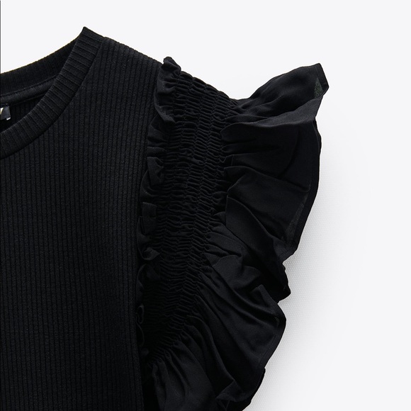 Zara Tops Zara Trf Flutter Ruffle Sleeve Top Poshmark